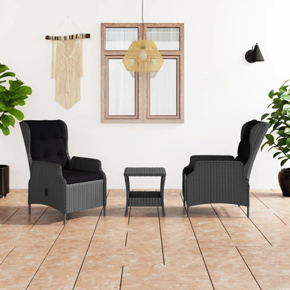 3-tlg. Garten-Lounge-Set mit Auflagen Poly Rattan Dunkelgrau - Pazzar.ch