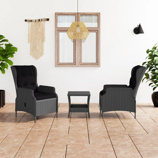 3-tlg. Garten-Lounge-Set mit Auflagen Poly Rattan Dunkelgrau - Pazzar.ch