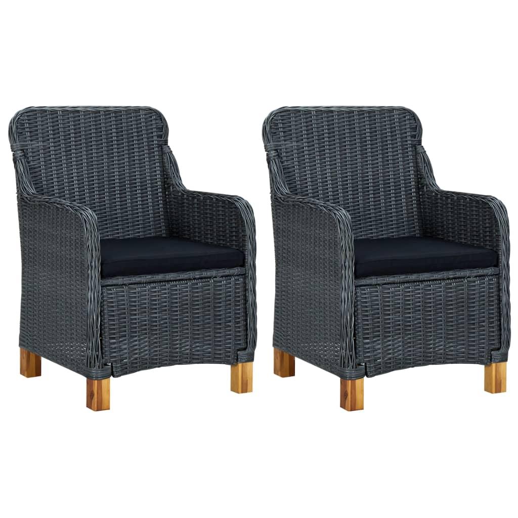 3-tlg. Garten-Lounge-Set mit Auflagen Poly Rattan Dunkelgrau - Pazzar.ch