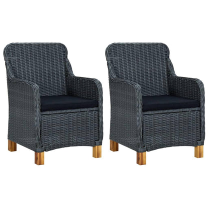 3-tlg. Garten-Lounge-Set mit Auflagen Poly Rattan Dunkelgrau - Pazzar.ch