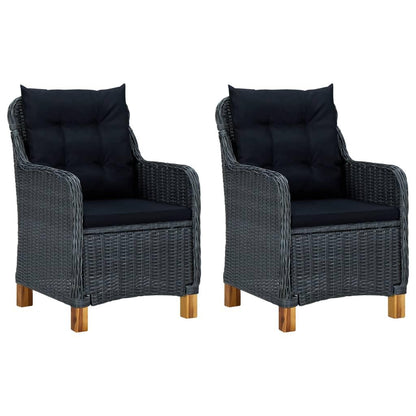 3-tlg. Garten-Lounge-Set mit Auflagen Poly Rattan Dunkelgrau - Pazzar.ch