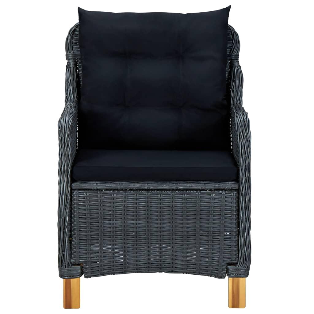 3-tlg. Garten-Lounge-Set mit Auflagen Poly Rattan Dunkelgrau - Pazzar.ch