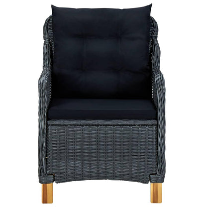 3-tlg. Garten-Lounge-Set mit Auflagen Poly Rattan Dunkelgrau - Pazzar.ch