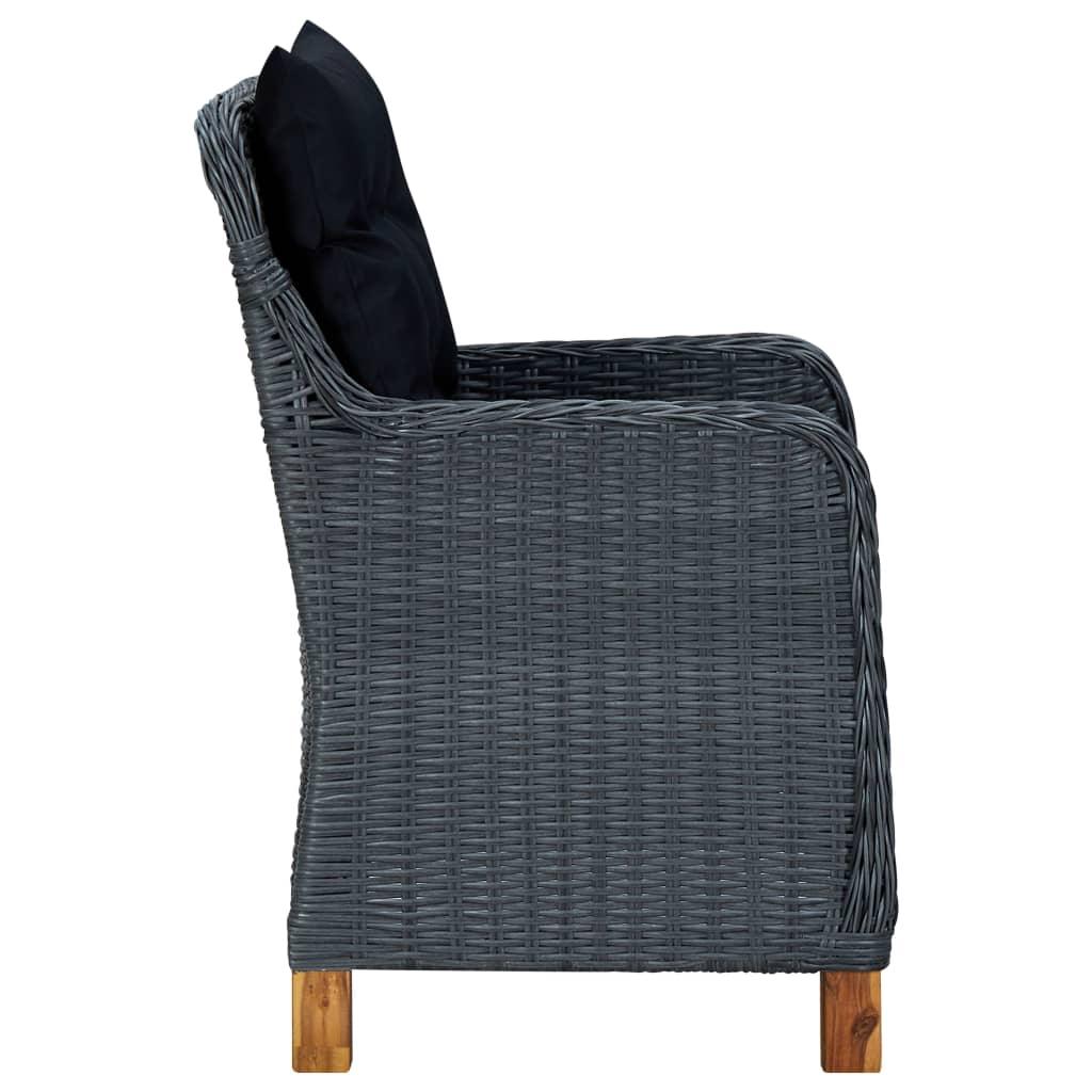 3-tlg. Garten-Lounge-Set mit Auflagen Poly Rattan Dunkelgrau - Pazzar.ch