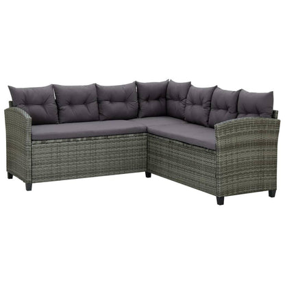 6-tlg. Garten-Lounge-Set mit Auflagen Poly Rattan Grau - Pazzar.ch