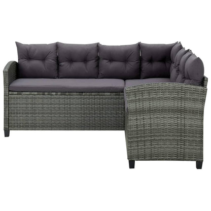 6-tlg. Garten-Lounge-Set mit Auflagen Poly Rattan Grau - Pazzar.ch