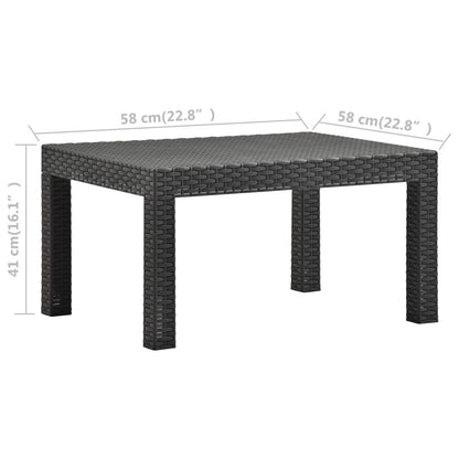 Gartentisch Anthrazit 58x58x41 cm PP Rattan - Pazzar.ch