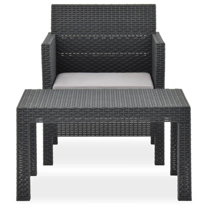 2-tlg. Garten-Lounge-Set mit Auflage PP Rattan Anthrazit - Pazzar.ch