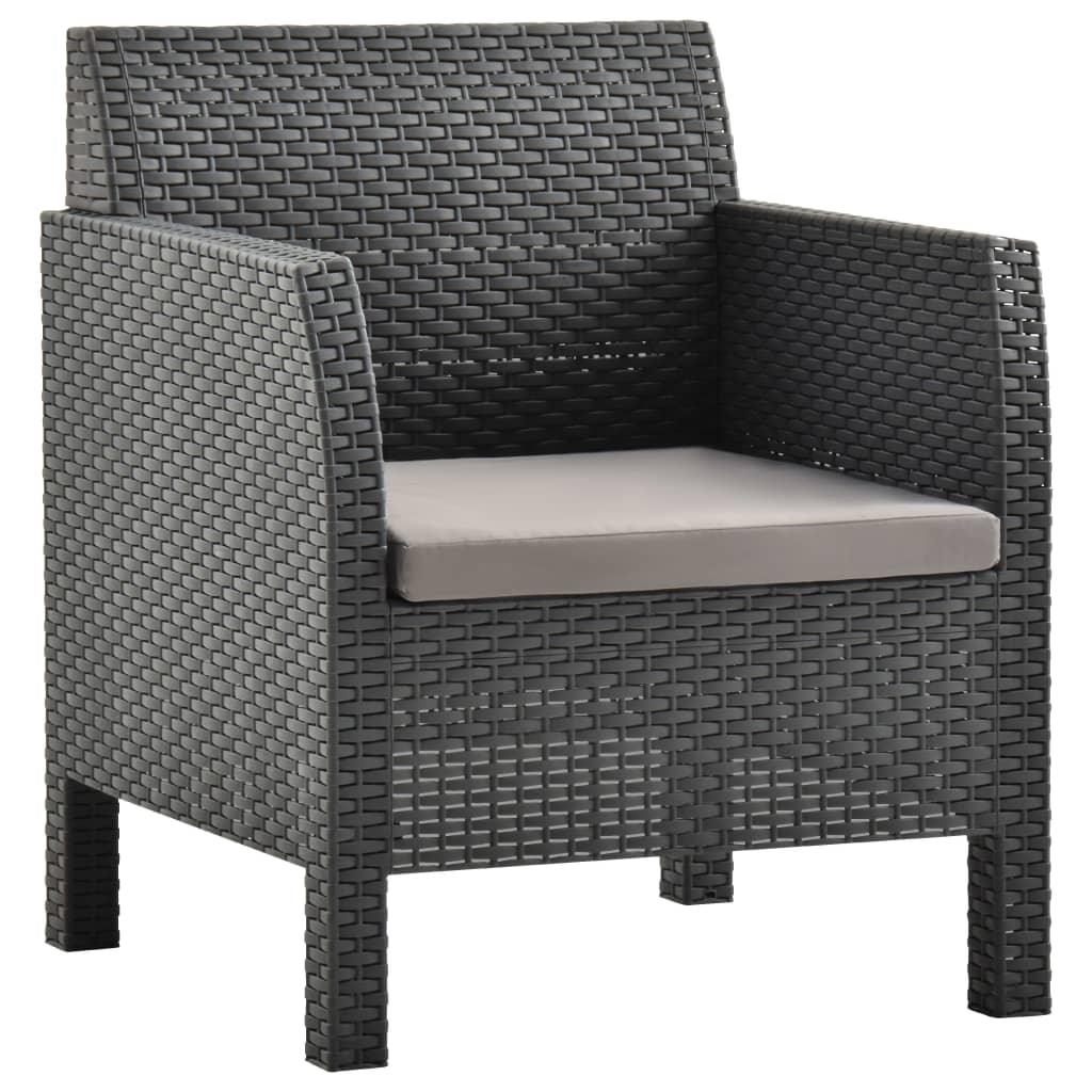 2-tlg. Garten-Lounge-Set mit Auflage PP Rattan Anthrazit - Pazzar.ch