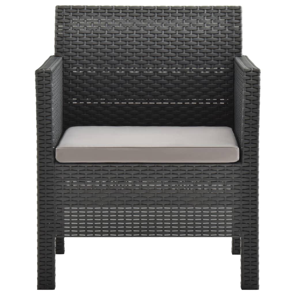 2-tlg. Garten-Lounge-Set mit Auflage PP Rattan Anthrazit - Pazzar.ch