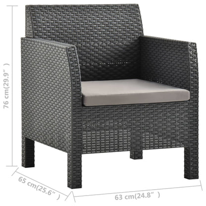 2-tlg. Garten-Lounge-Set mit Auflage PP Rattan Anthrazit - Pazzar.ch