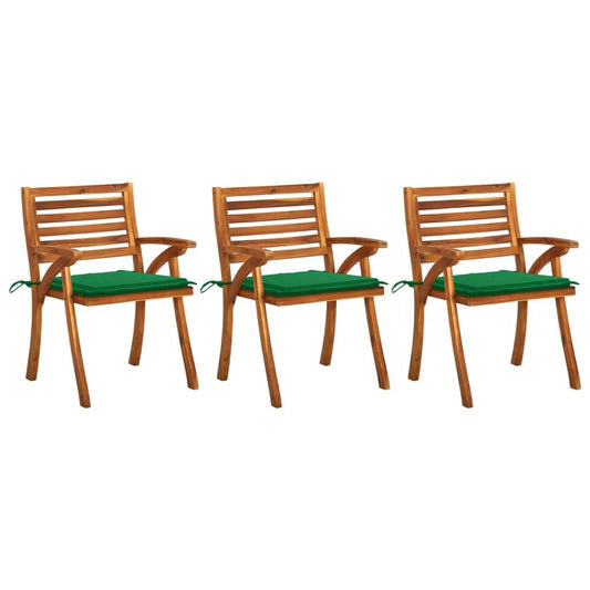Garten-Essstühle mit Kissen 3 Stk. Massivholz Akazie - Pazzar.ch