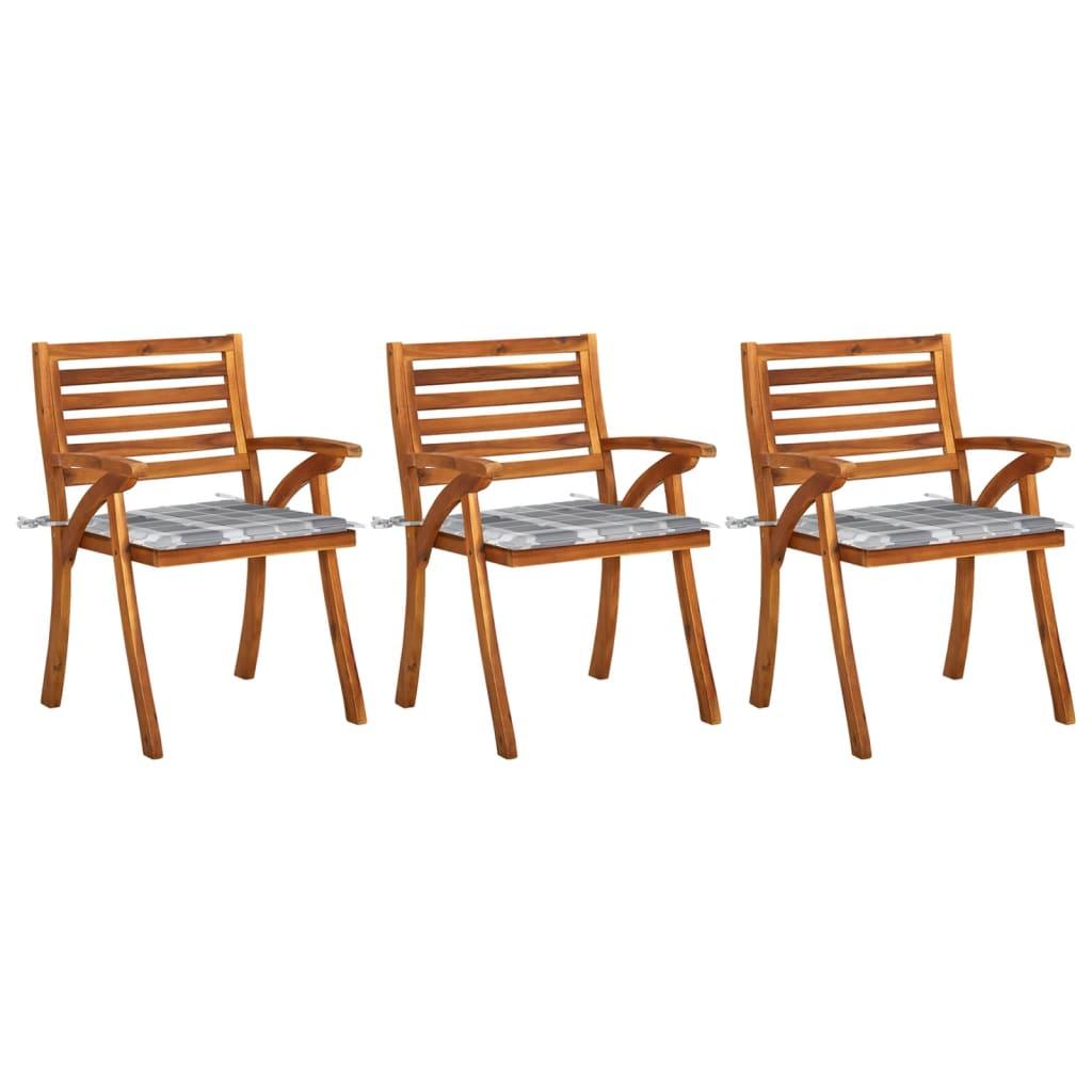 Garten-Essstühle mit Kissen 3 Stk. Massivholz Akazie - Pazzar.ch