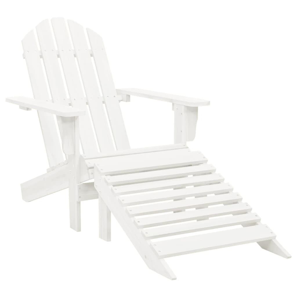 Adirondack-Gartenstuhl mit Fußstütze & Tisch Tannenholz Weiß - Pazzar.ch