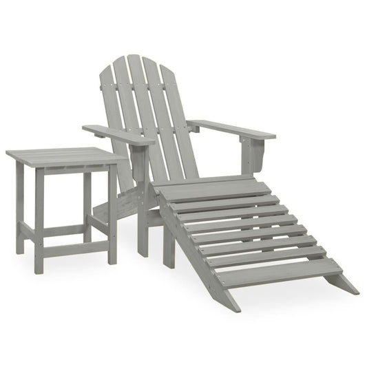 Adirondack-Gartenstuhl mit Fußstütze & Tisch Tannenholz Grau - Pazzar.ch