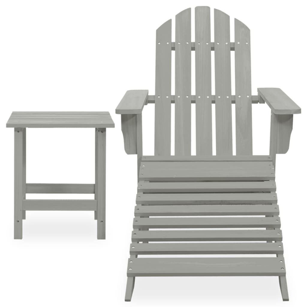 Adirondack-Gartenstuhl mit Fußstütze & Tisch Tannenholz Grau - Pazzar.ch