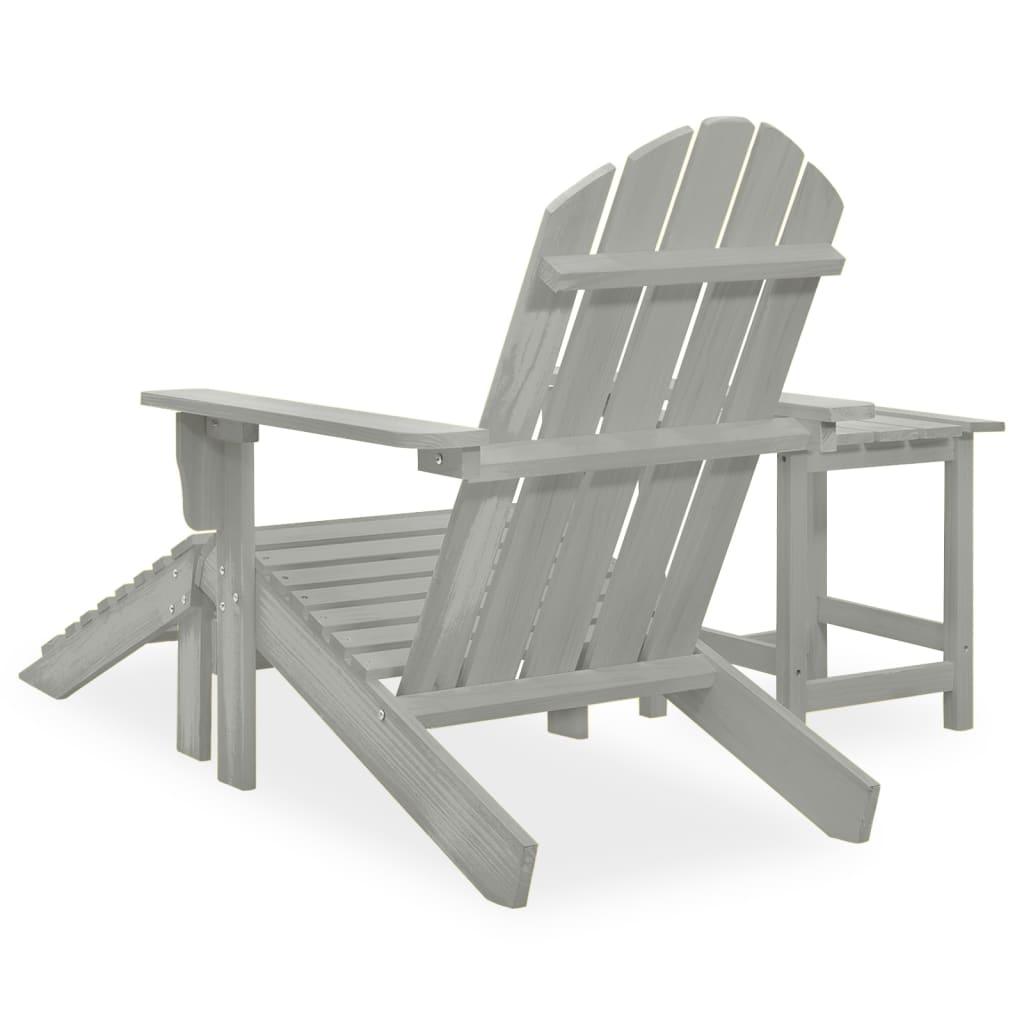 Adirondack-Gartenstuhl mit Fußstütze & Tisch Tannenholz Grau - Pazzar.ch