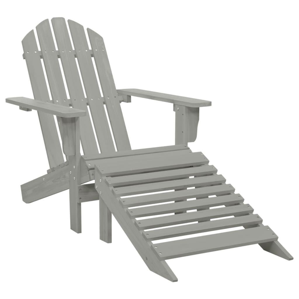 Adirondack-Gartenstuhl mit Fußstütze & Tisch Tannenholz Grau - Pazzar.ch