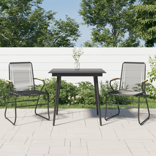 3-tlg. Garten-Essgruppe Schwarz PVC Rattan - Pazzar.ch