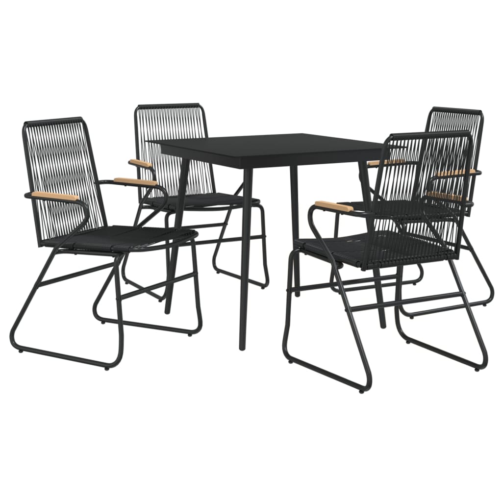 5-tlg. Garten-Essgruppe Schwarz PVC Rattan - Pazzar.ch