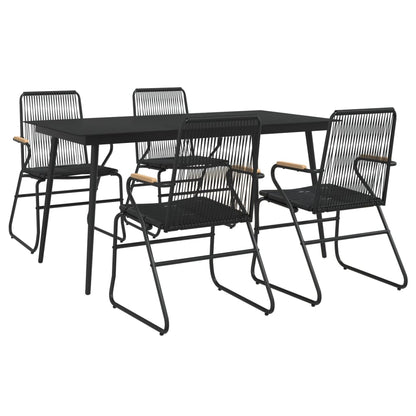 5-tlg. Garten-Essgruppe Schwarz PVC Rattan - Pazzar.ch
