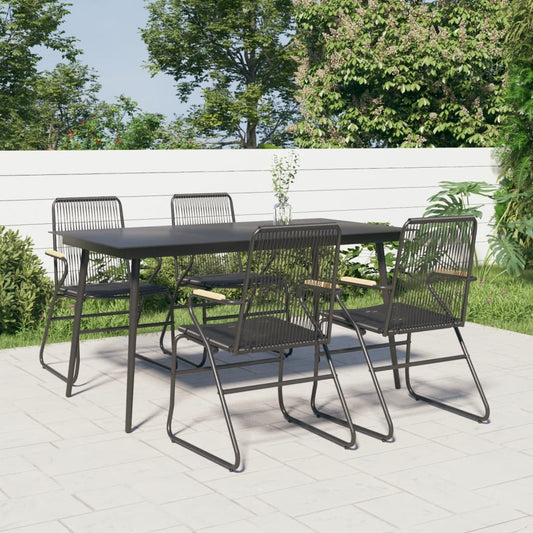 5-tlg. Garten-Essgruppe Schwarz PVC Rattan - Pazzar.ch