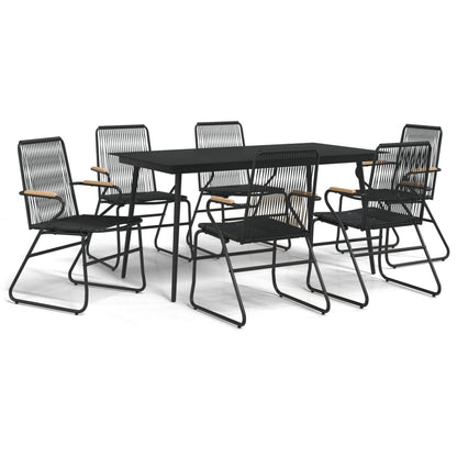 7-tlg. Garten-Essgruppe Schwarz PVC-Rattan - Pazzar.ch