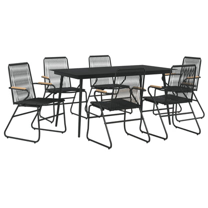 7-tlg. Garten-Essgruppe Schwarz PVC-Rattan - Pazzar.ch