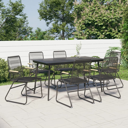 7-tlg. Garten-Essgruppe Schwarz PVC-Rattan - Pazzar.ch