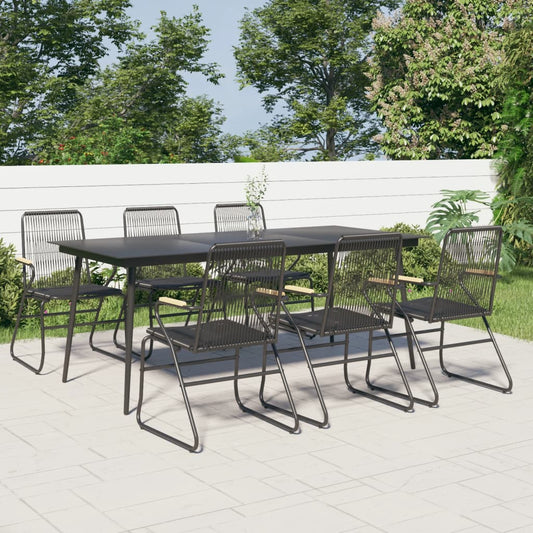 7-tlg. Garten-Essgruppe Schwarz PVC-Rattan - Pazzar.ch