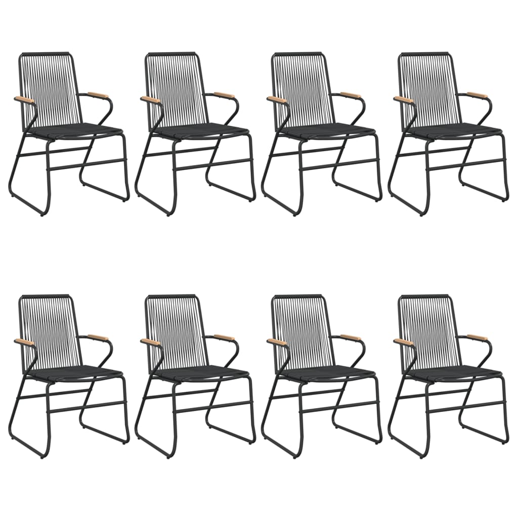 9-tlg. Garten-Essgruppe Schwarz PVC Rattan