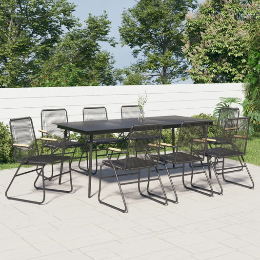 9-tlg. Garten-Essgruppe Schwarz PVC Rattan - Pazzar.ch