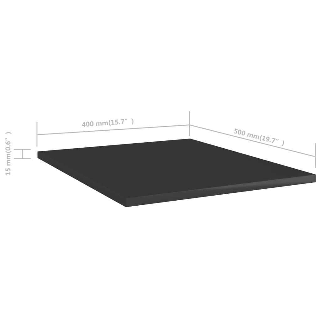 Bücherregal-Bretter 8 Stk. Hochglanz-Schwarz 40x50x1,5 cm