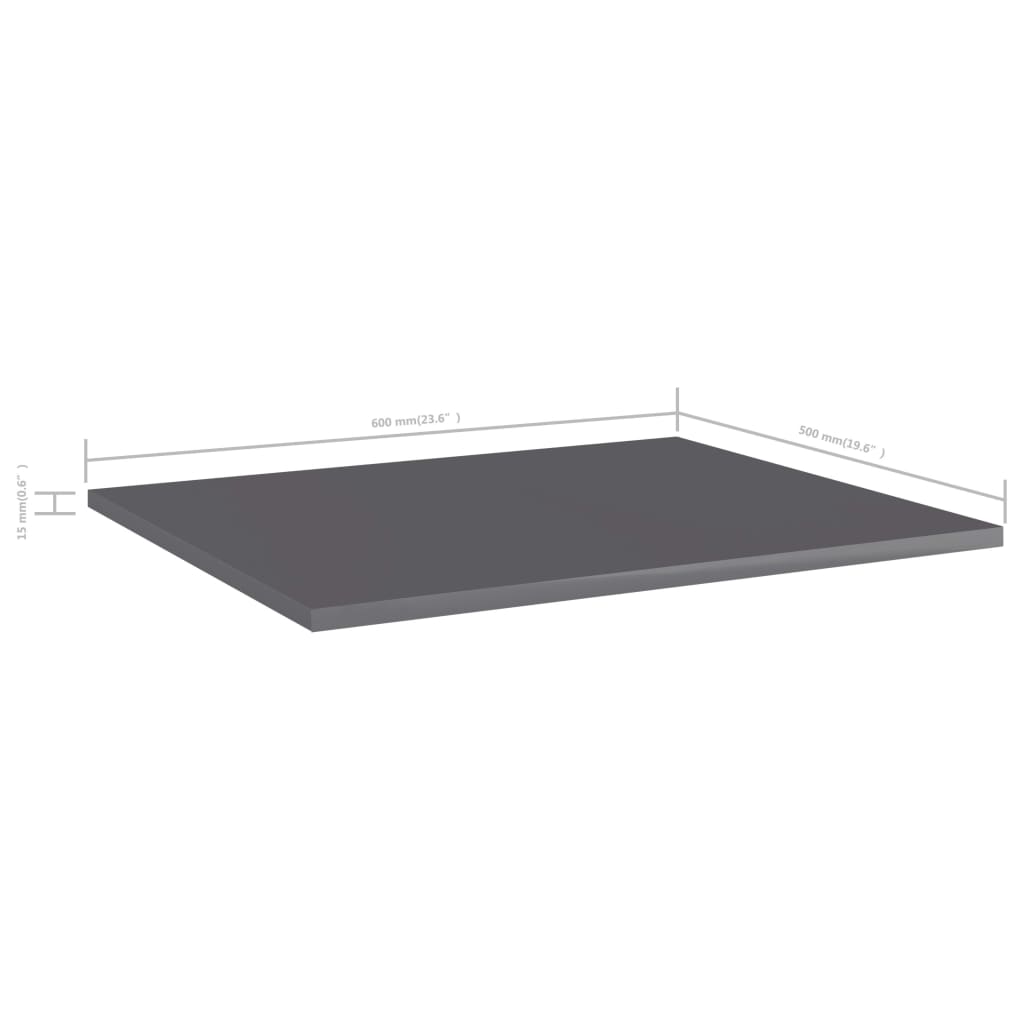 Bücherregal-Bretter 8 Stk. Hochglanz-Grau 60x50x1,5 cm - Pazzar.ch