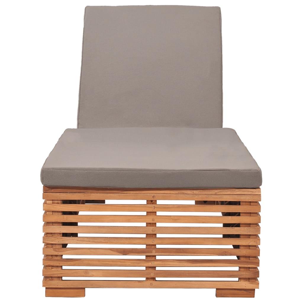 Sonnenliege mit Dunkelgrauem Kissen Teak Massivholz - Pazzar.ch