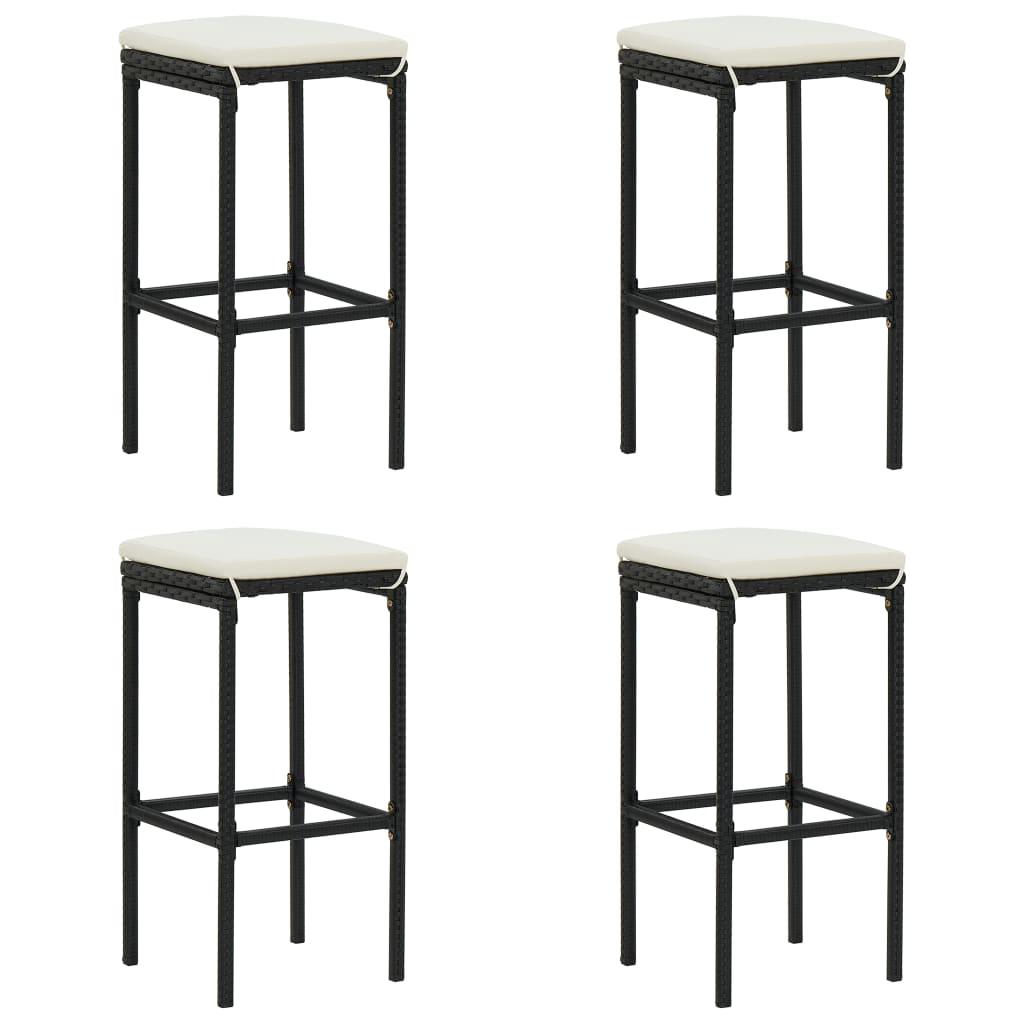 5-tlg. Gartenbar-Set mit Kissen Poly Rattan Schwarz - Pazzar.ch