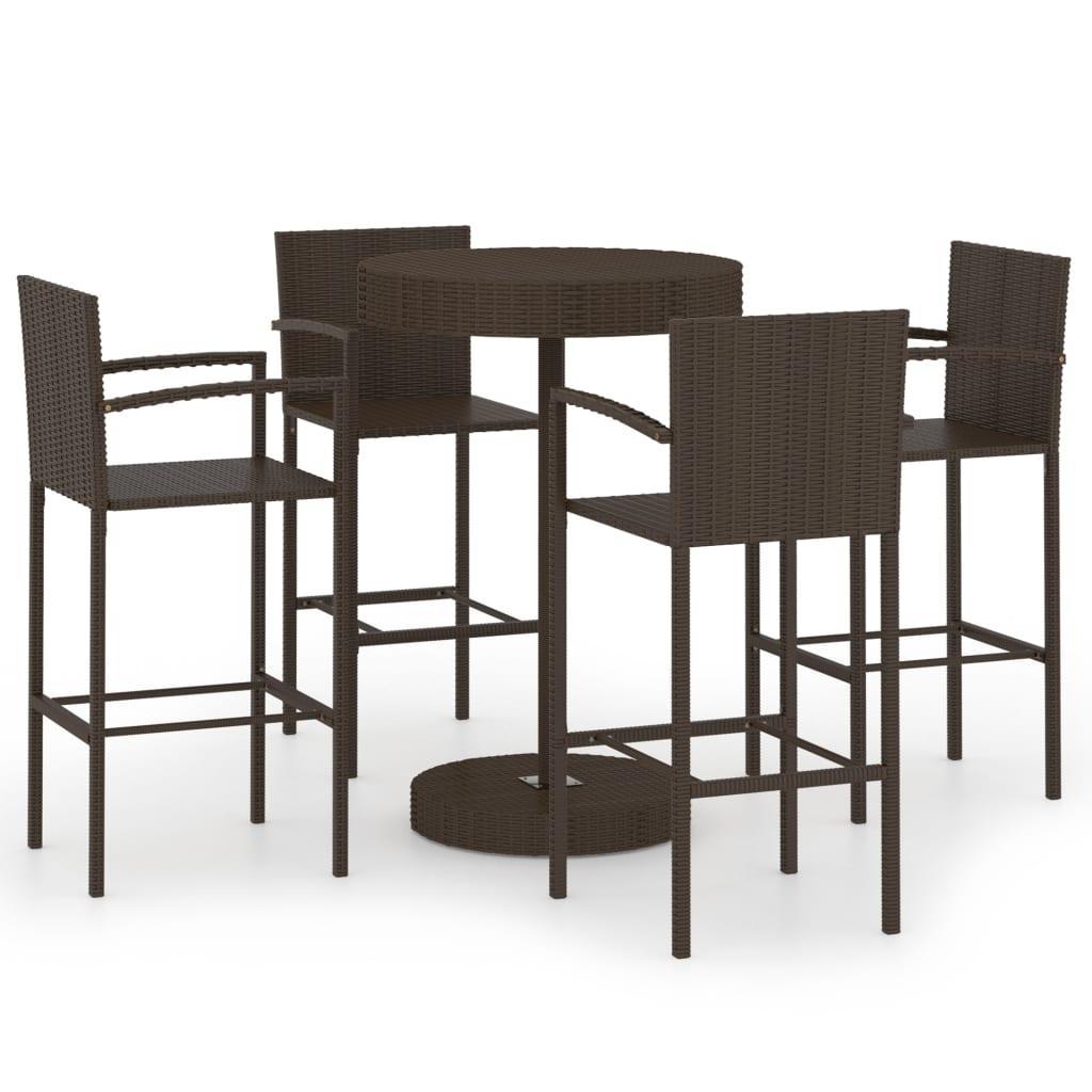 5-tlg. Gartenbar-Set Poly Rattan Braun - Pazzar.ch