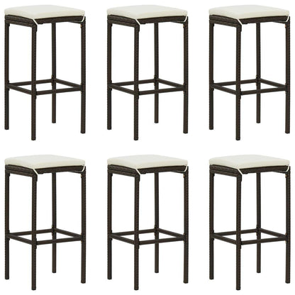 7-tlg. Gartenbar-Set mit Kissen Poly Rattan Braun - Pazzar.ch