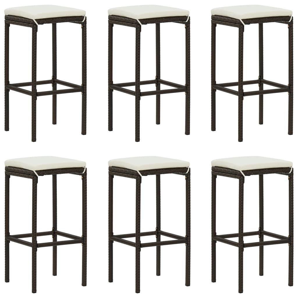 7-tlg. Gartenbar-Set mit Kissen Poly Rattan Braun - Pazzar.ch