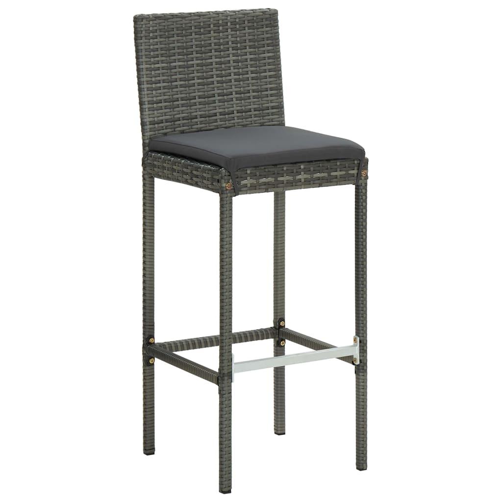 7-tlg. Gartenbar-Set mit Kissen Poly Rattan Grau - Pazzar.ch