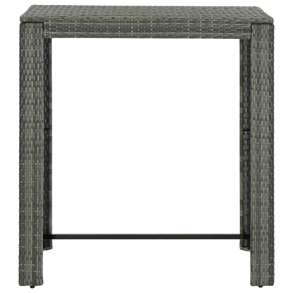 7-tlg. Gartenbar-Set mit Kissen Poly Rattan Grau