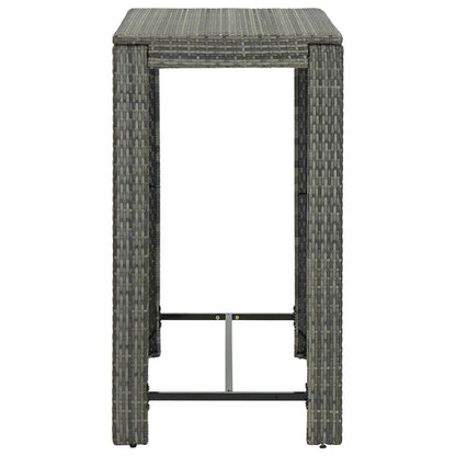 7-tlg. Gartenbar-Set mit Kissen Poly Rattan Grau - Pazzar.ch