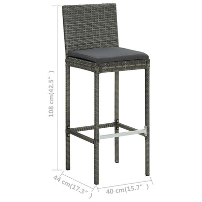 7-tlg. Gartenbar-Set mit Kissen Poly Rattan Grau - Pazzar.ch