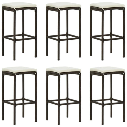 7-tlg. Gartenbar-Set mit Kissen Poly Rattan Braun - Pazzar.ch