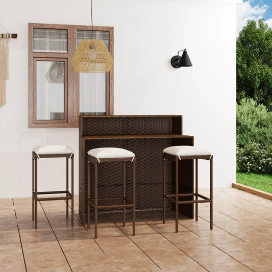 4-tlg. Gartenbar-Set mit Kissen Braun - Pazzar.ch