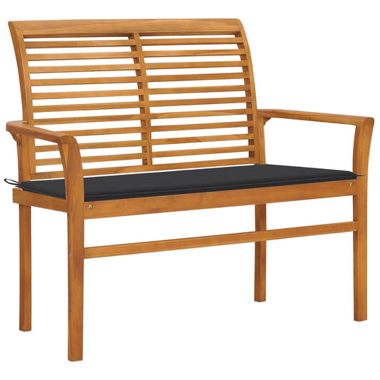 Gartenbank mit Anthrazit Auflage 112 cm Massivholz Teak - Pazzar.ch