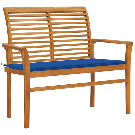 Gartenbank mit Königsblauer Auflage 112 cm Massivholz Teak - Pazzar.ch