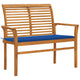 Gartenbank mit Königsblauer Auflage 112 cm Massivholz Teak