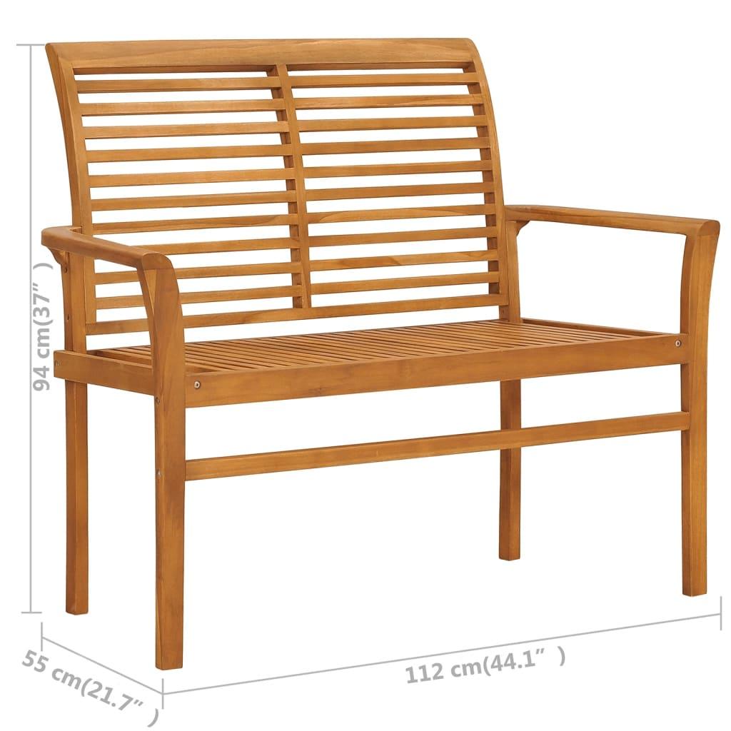 Gartenbank mit Hellblauer Auflage 112 cm Massivholz Teak - Pazzar.ch