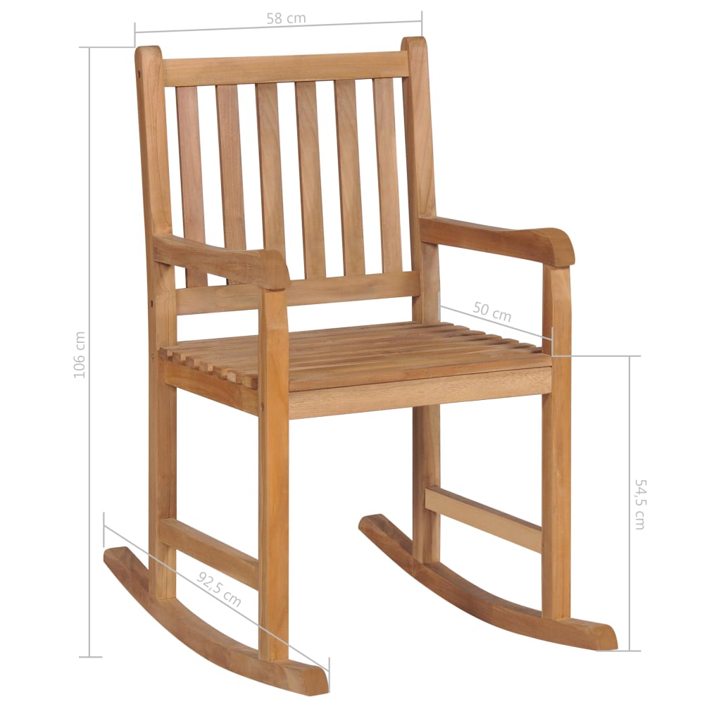 Schaukelstuhl mit Blauem Kissen Massivholz Teak - Pazzar.ch